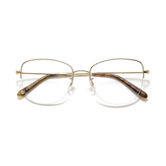 Garrett Leight PERSHING Gold Feather Rim Glasses - Picture 2 of 5